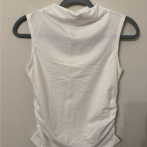 GAP White Sleeveless cropped tan funnel neck
